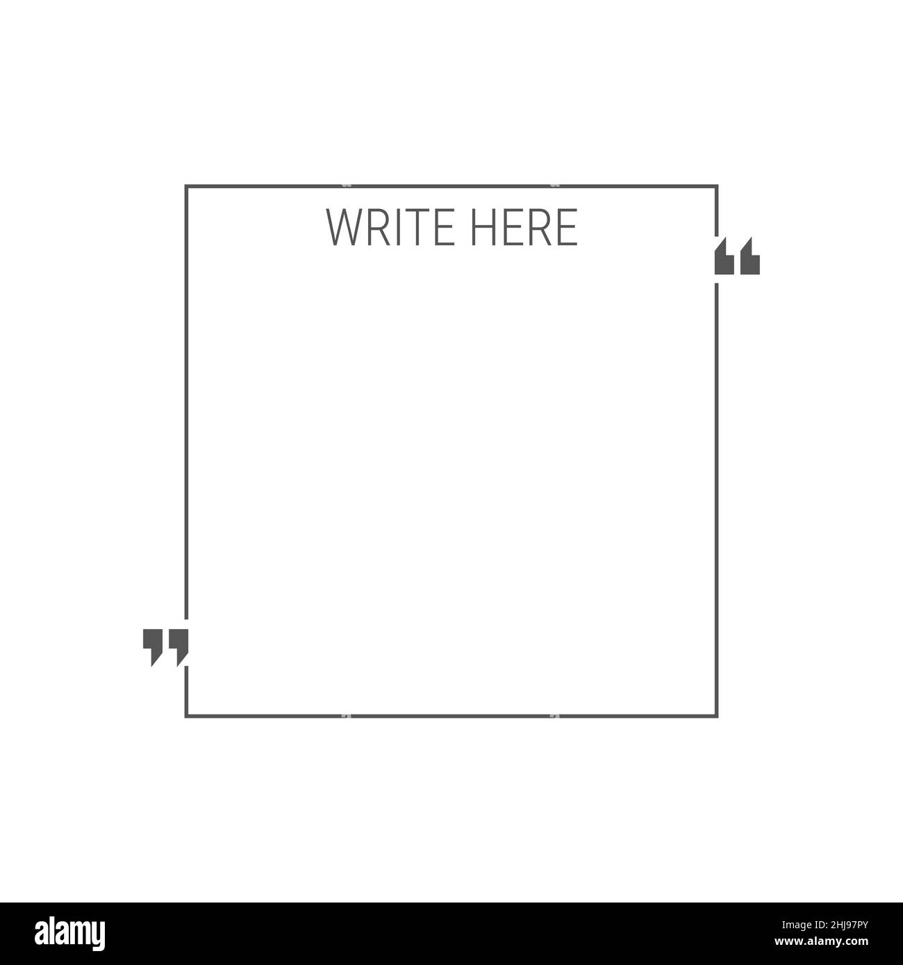 Square quote box frame. Texting quote box. Blank template quote text