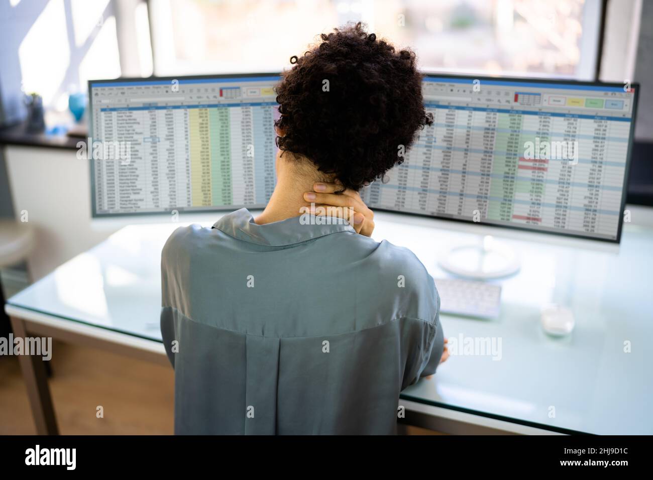 Ergonomic Computer Chair Bad Posture And Pain Stock Photo Alamy