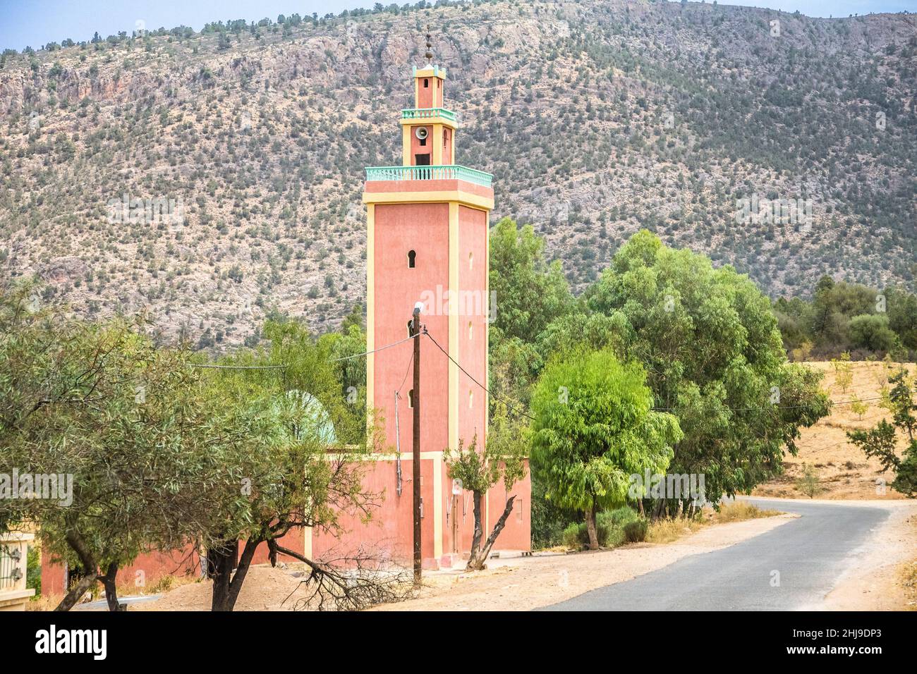 Mosque in landscape of the Beni Snassen Mountains in northeast Morocco, Africa. Stock Photo