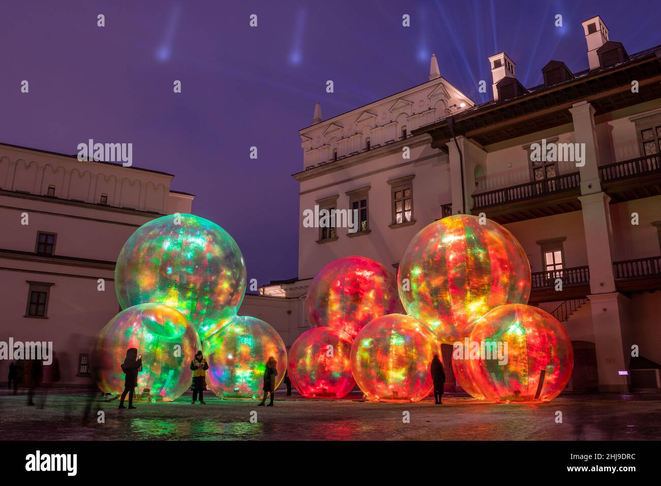 Vilnius Light Festival. Lights installation at the Palace of the Grand