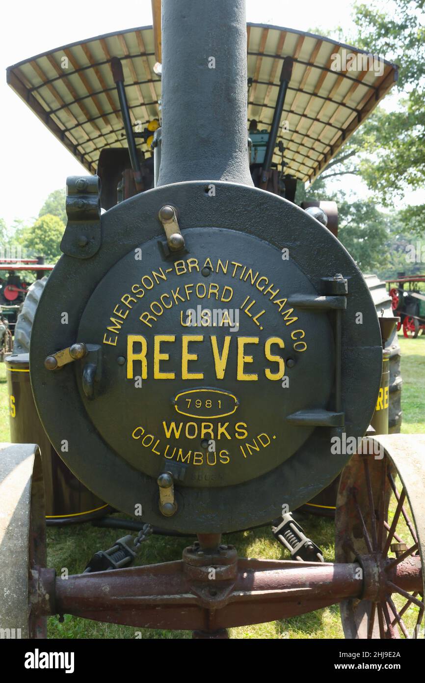 Steam Engine Tractor number 7981. Reeves Works, Columbus, Indiana. Emerson-Brantincham Company, Rockford, Illinois, USA. Viewed at 72th Annual Reunion Stock Photo