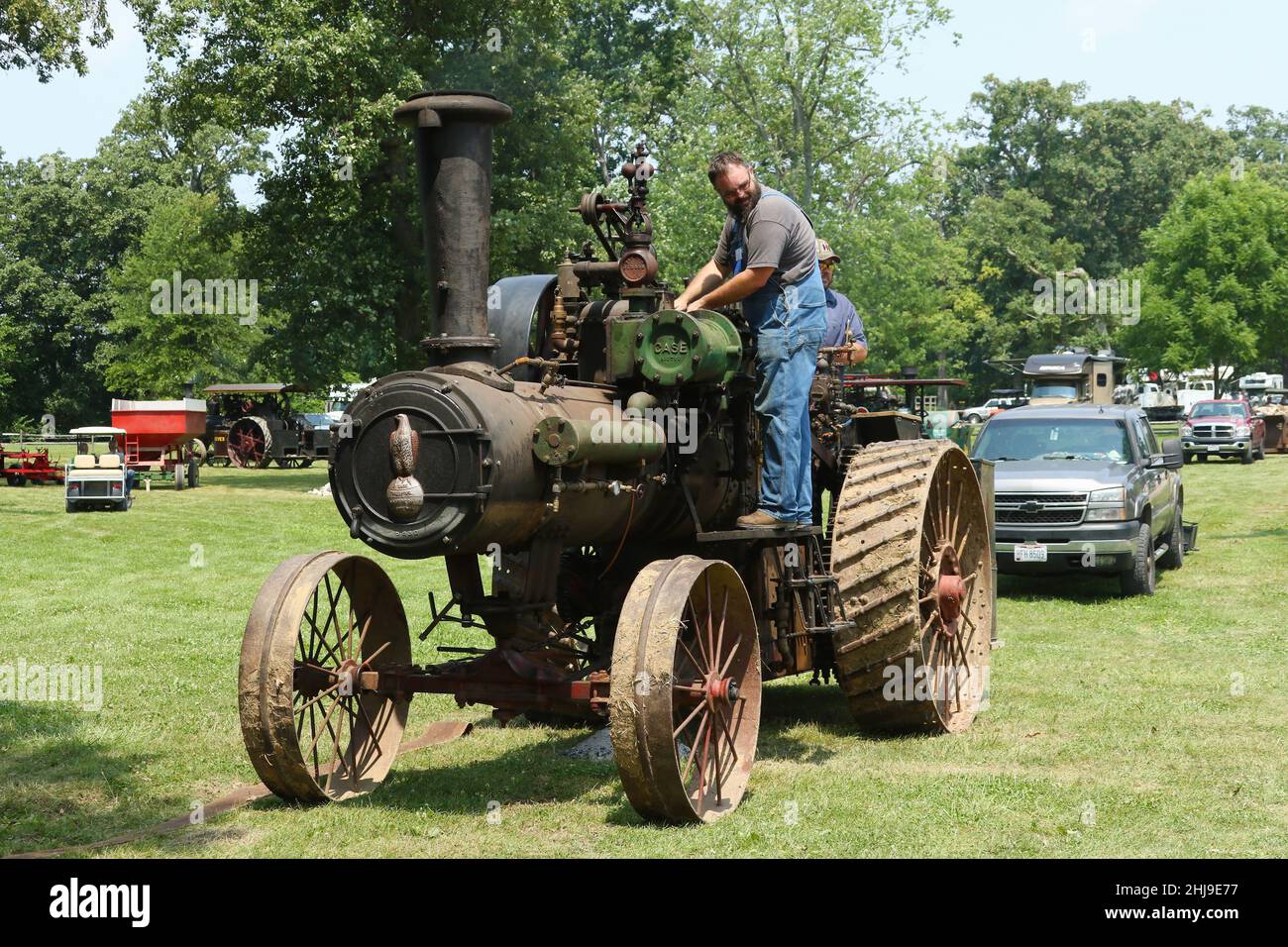 Steam Engine Tractor. Jerome I Case Threshing Machine Company. Racine, Wisconsin, USA. Viewed at 72th Annual Reunion. July 15, 16, 17, 18, 2021. Miami Stock Photo