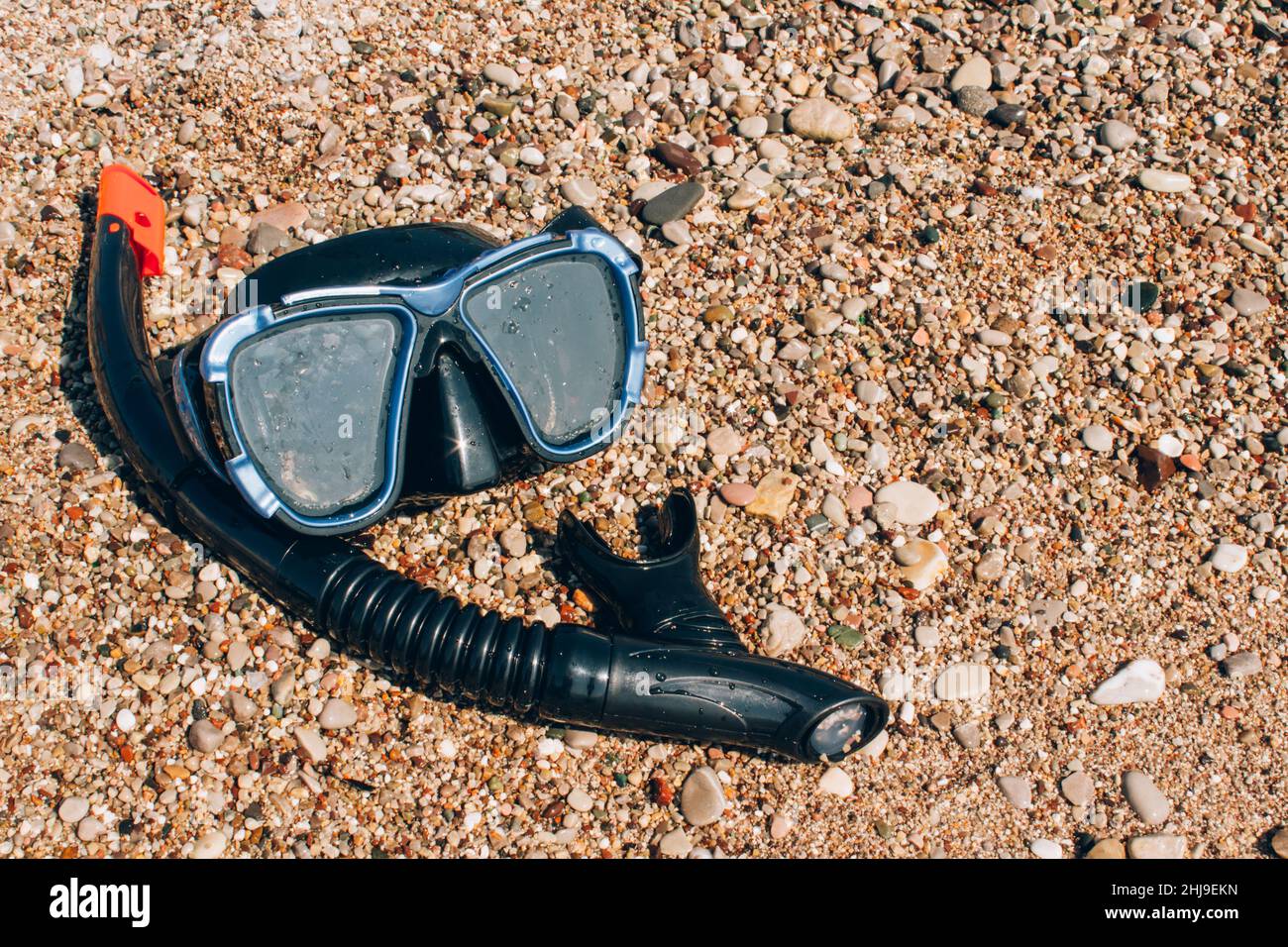Diving concept, underwater dive mask on sea shore Stock Photo - Alamy