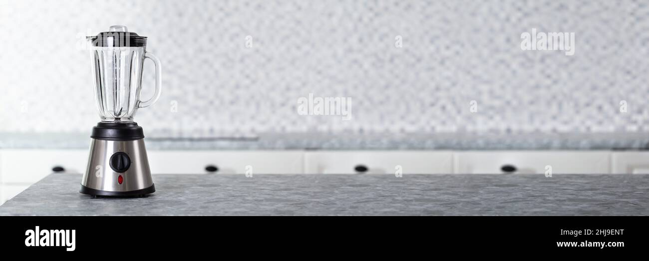 Empty Electric Blender On Modern Kitchen Worktop Stock Photo