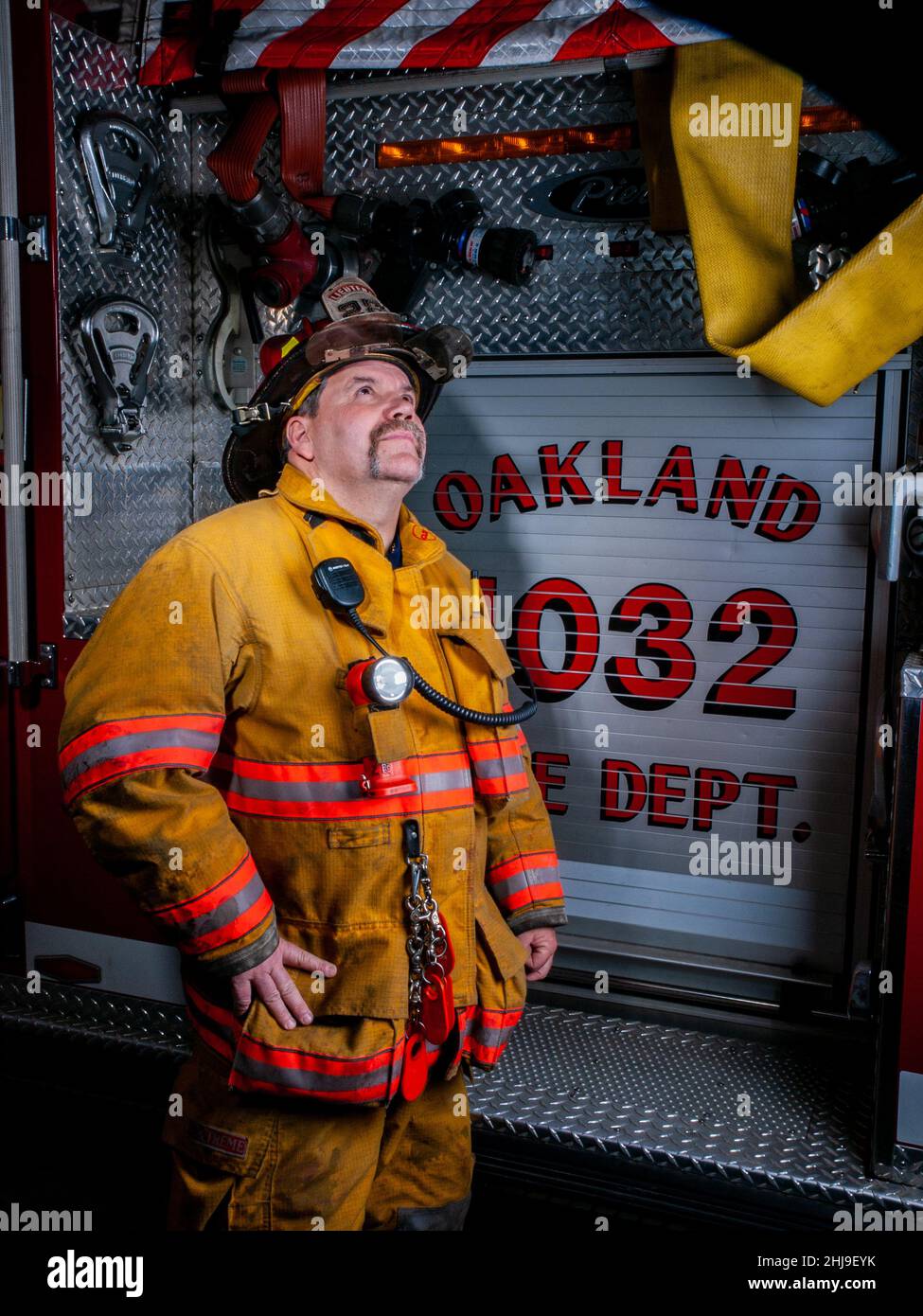 Firefighter in turnout gear Stock Photo - Alamy
