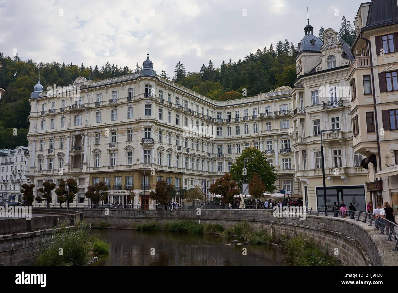 Karlovy Vary, Czech Republic - September 26, 2021 - view of the Grandhotel Pupp in the late summer afternoon Stock Photo