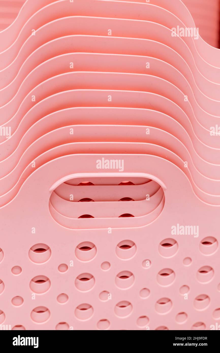 Empty plastic Laundry Basket isolate on white background Stock Photo