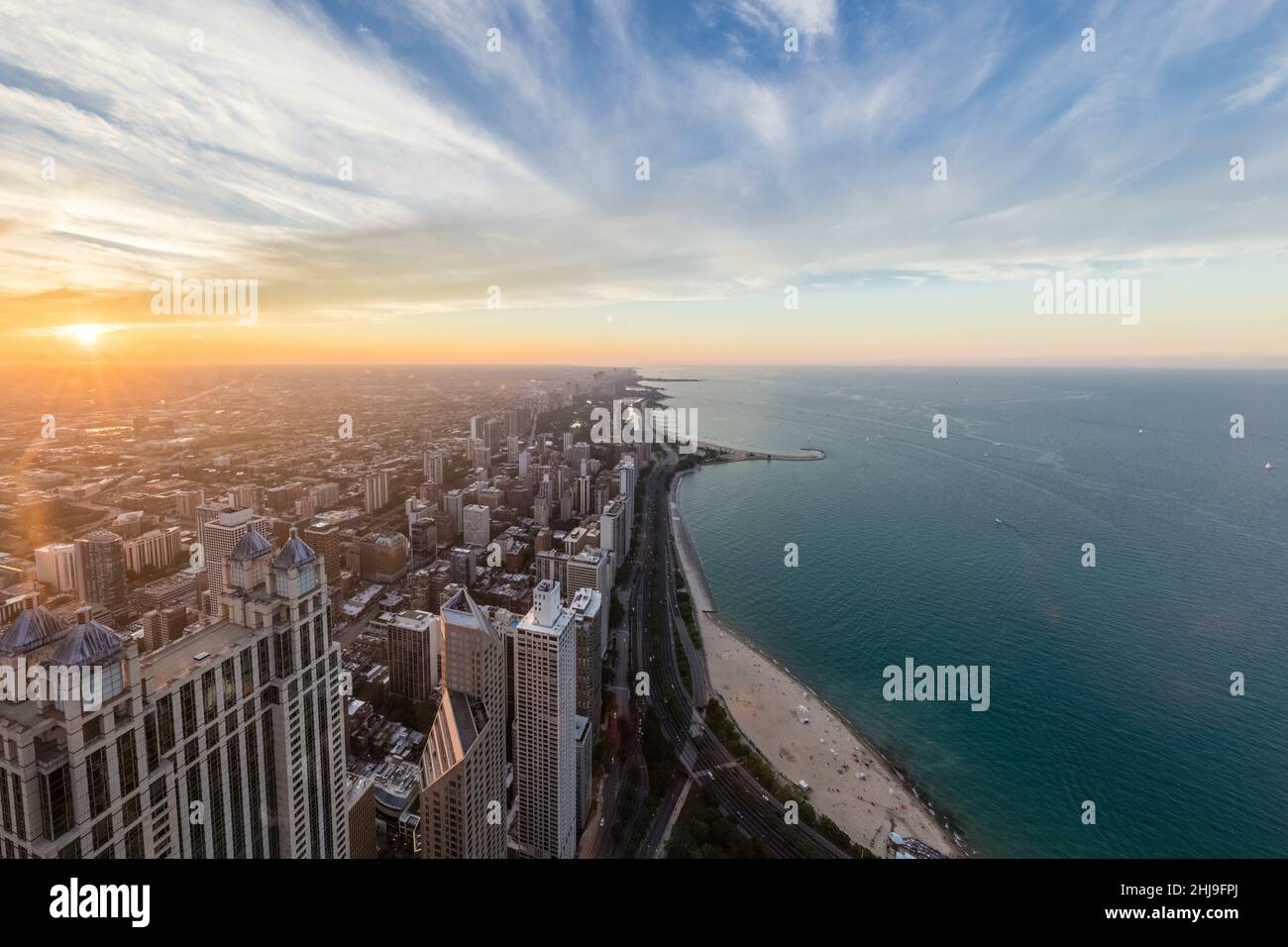 The Chicago Illinois Skyline at Sunset Stock Photo - Alamy