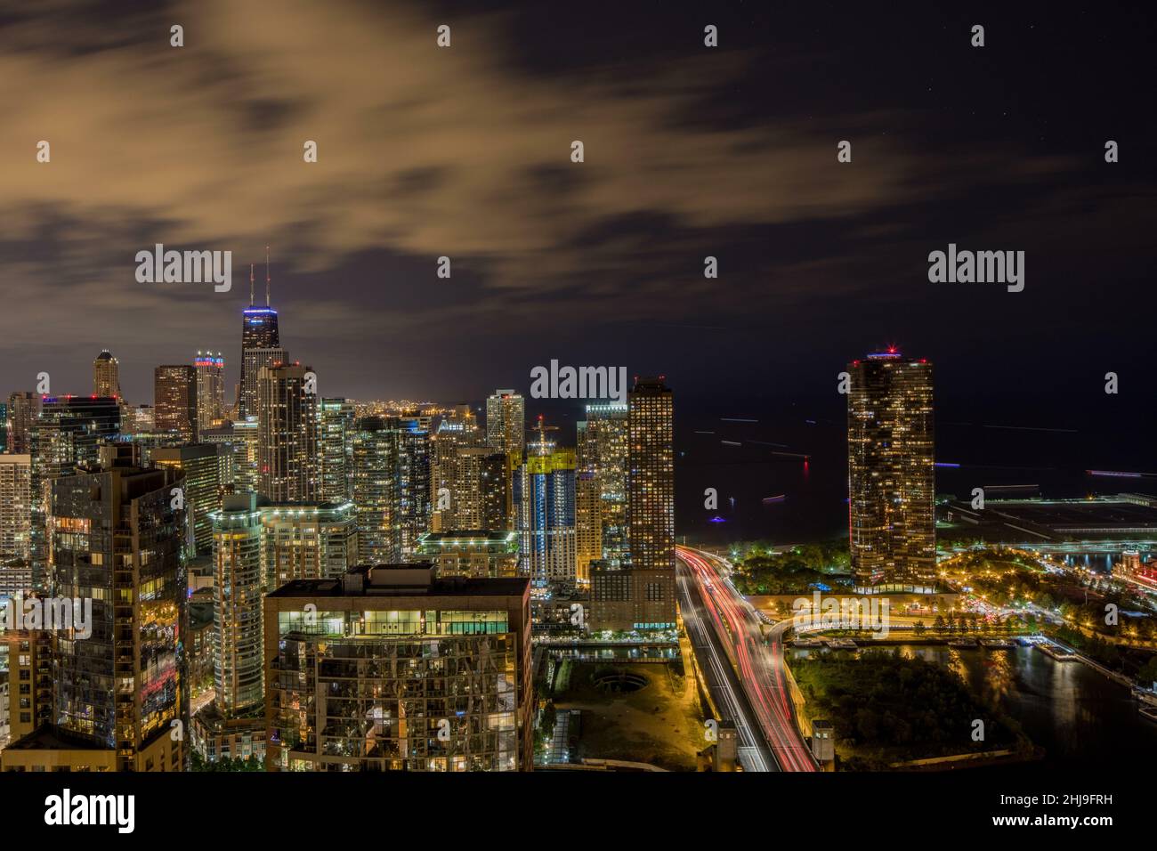 Chicago Illinois Skyline at sunset Stock Photo - Alamy