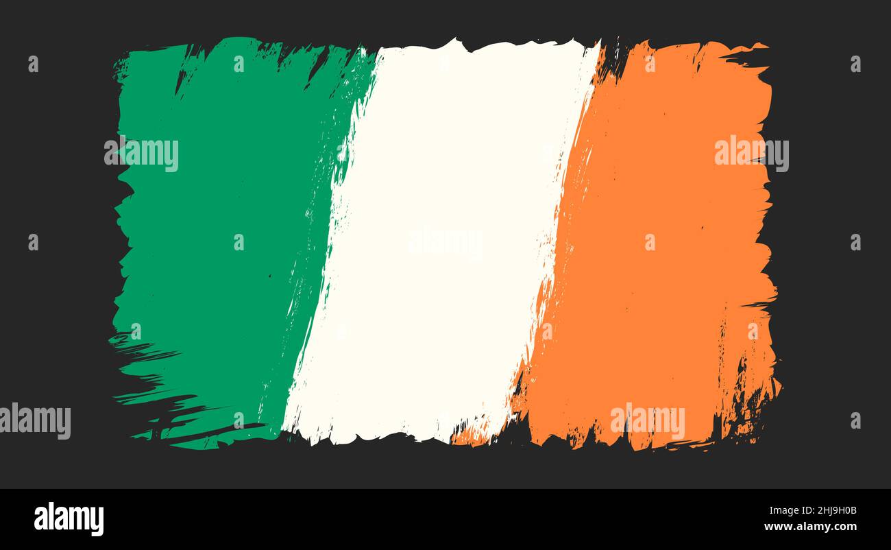 Vector vintage Irish flag. Vector illustration of old flag of Ireland in grunge style. Stock Vector