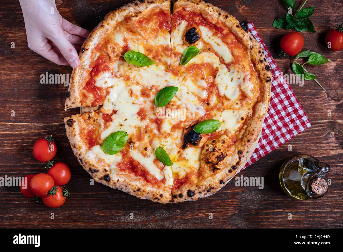 Pizza Napoletana, traditional and authentic Italian pizza baked in wood