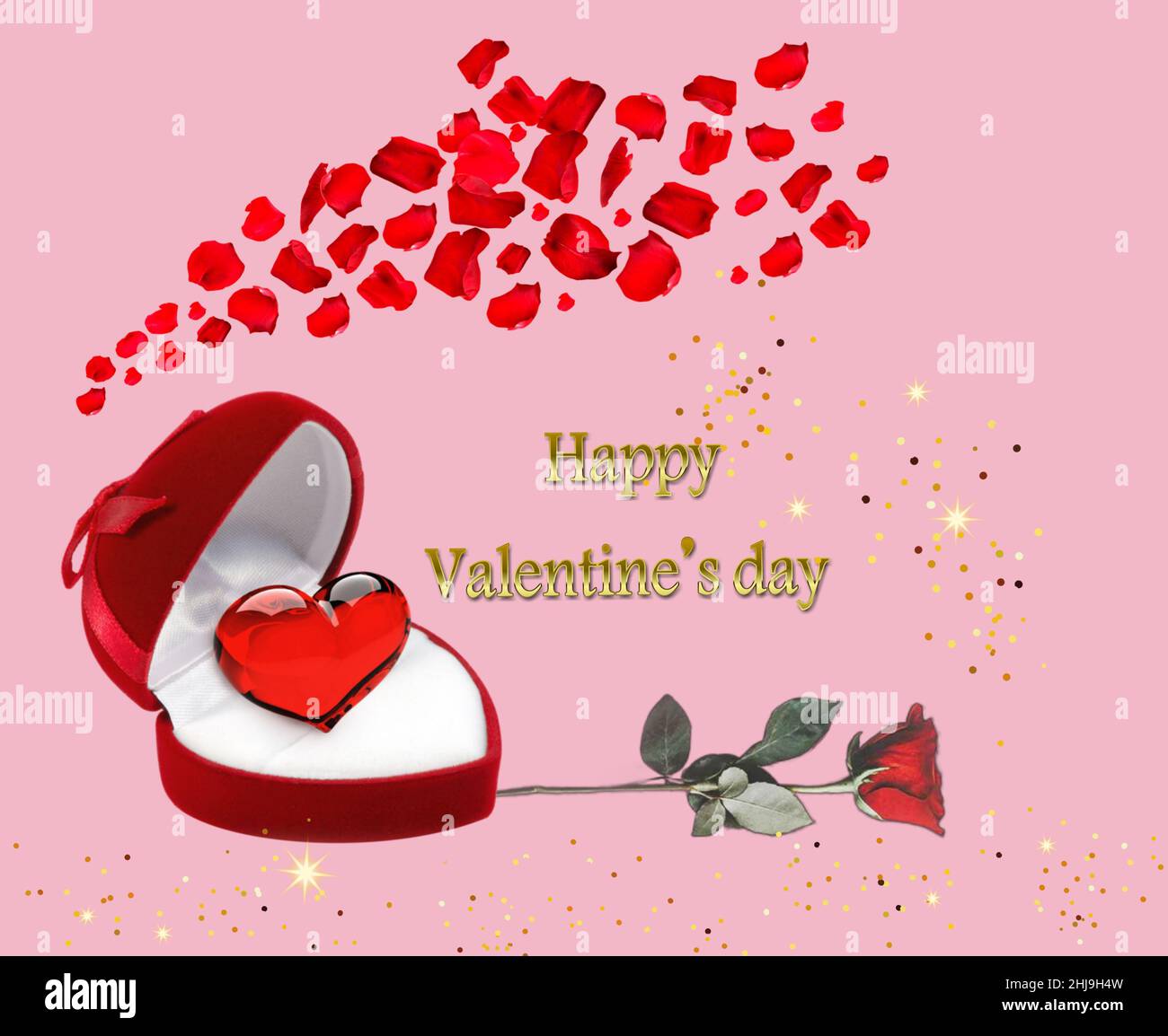 Valentine's day card with red roses and hearts Stock Photo - Alamy