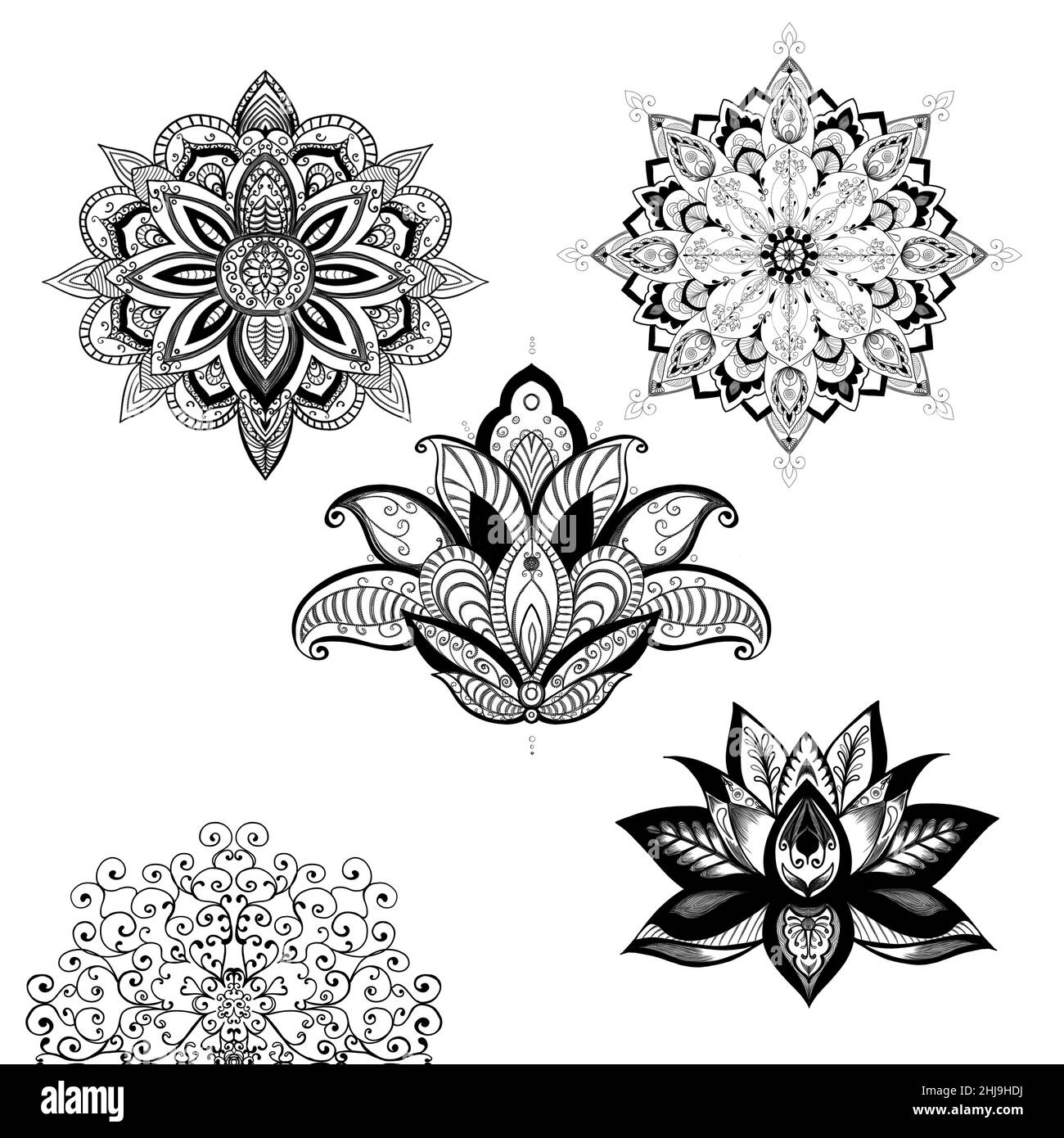snap Vernederen Lenen Mehndi lotus flower pattern for henna painting and tattoo. Decoration in  ethnic oriental, Indian style Stock Photo - Alamy