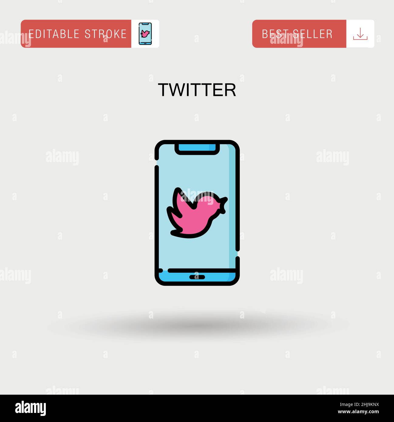 Twitter Simple vector icon. Stock Vector