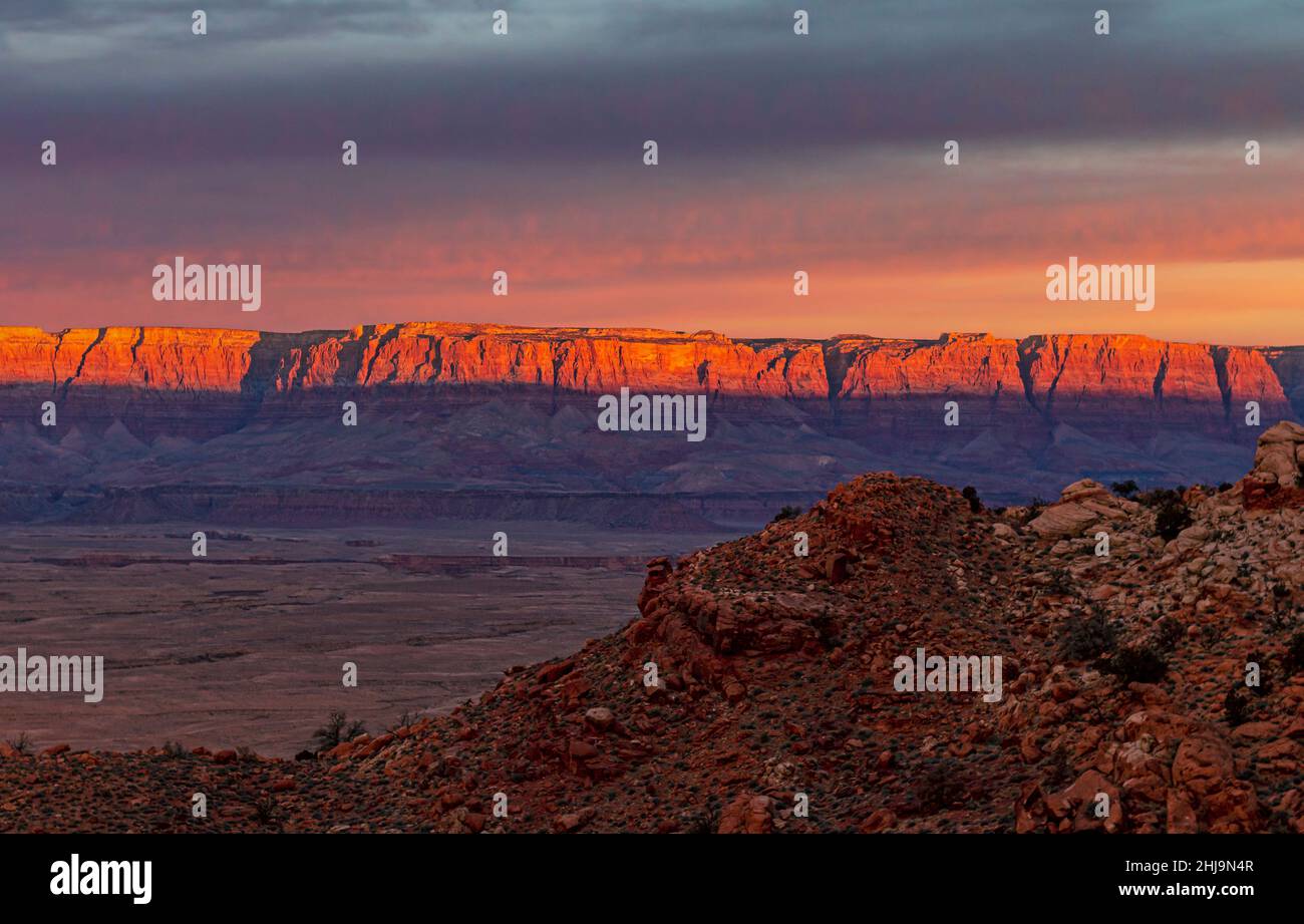 View Of Vermilion Cliffs in Arizona At Sunrise Stock Photo