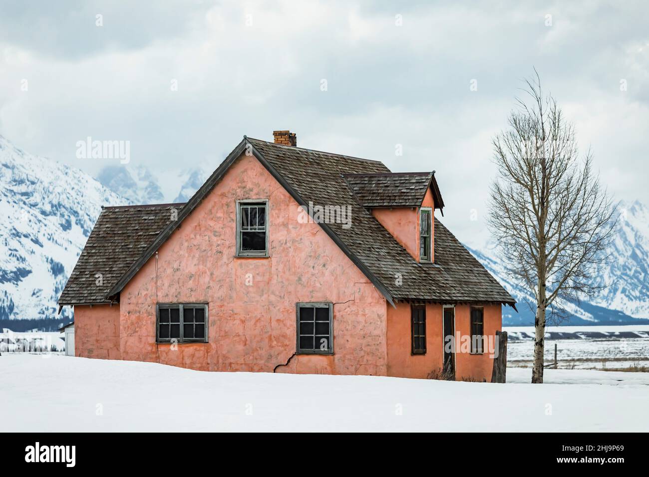 The Pink House, part of the John Moulton homestead along Mormon Row in