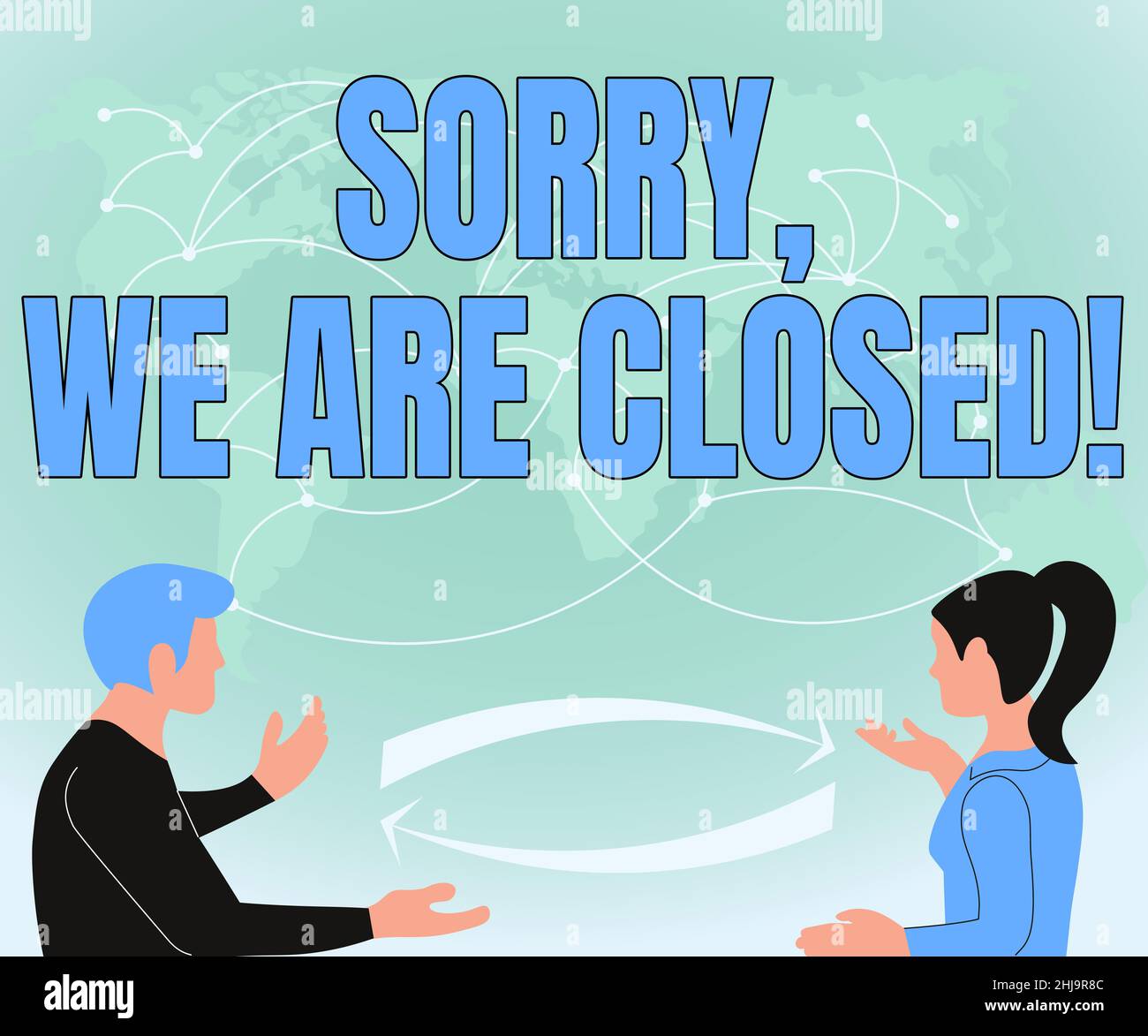 Writing displaying text Sorry, We Are Closed. Concept meaning apologize for  shutting off business for specific time Two Teammates Discussing New Ideas  Stock Photo - Alamy