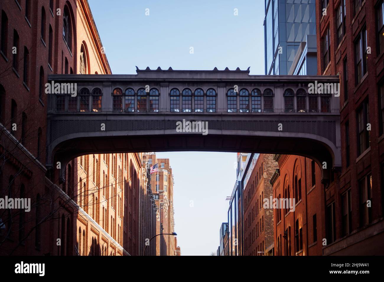 Aerial walkway of chelsea market seen from the High Line in New York, NYC Stock Photo