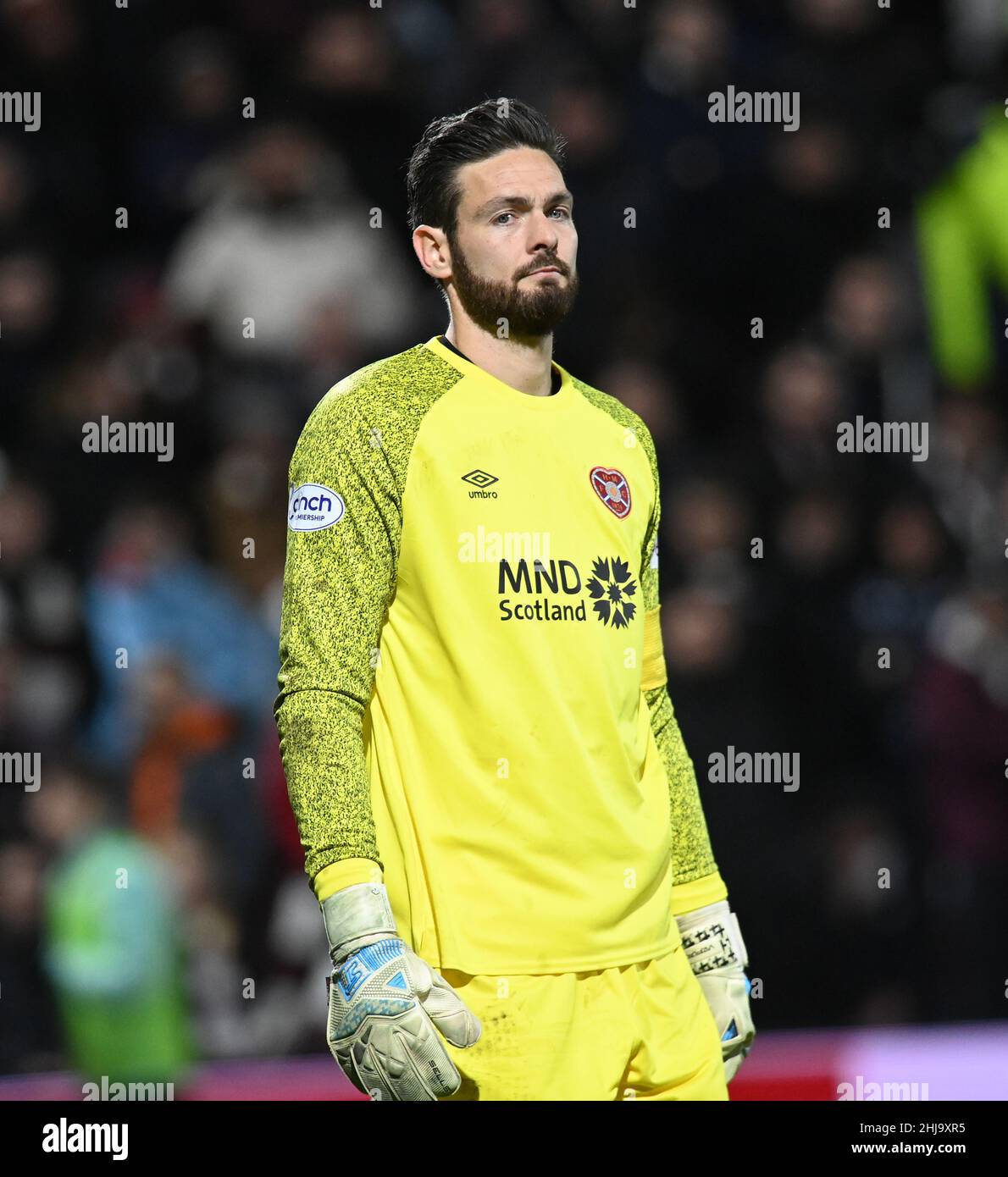 Tynecastle Park, Edinburgh Scotland.UK.26th Jan 22 Hearts vs Celtic Cinch Premiership match. Goalkeeper Craig Gordon (#1) of Heart of Midlothian FC Credit: eric mccowat/Alamy Live News Stock Photo