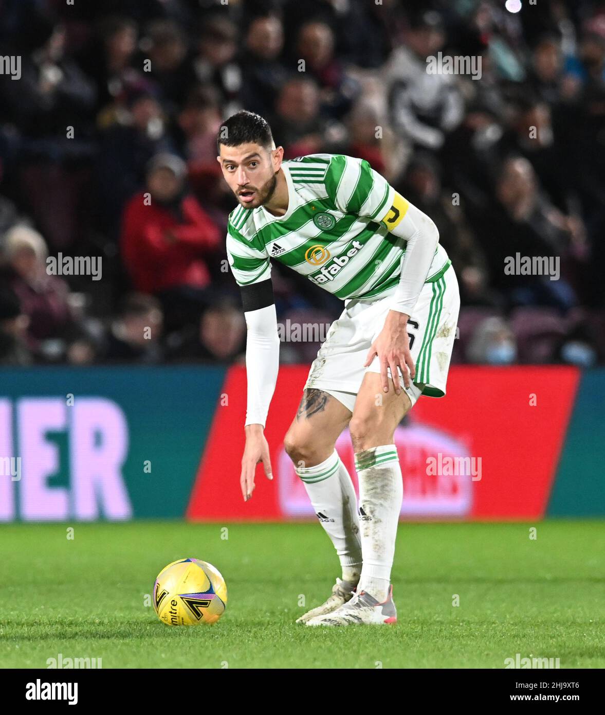 Tynecastle Park, Edinburgh Scotland.UK.26th Jan 22 Hearts vs Celtic Cinch Premiership match. Nir Bitton (#6) of Celtic FC Credit: eric mccowat/Alamy Live News Stock Photo