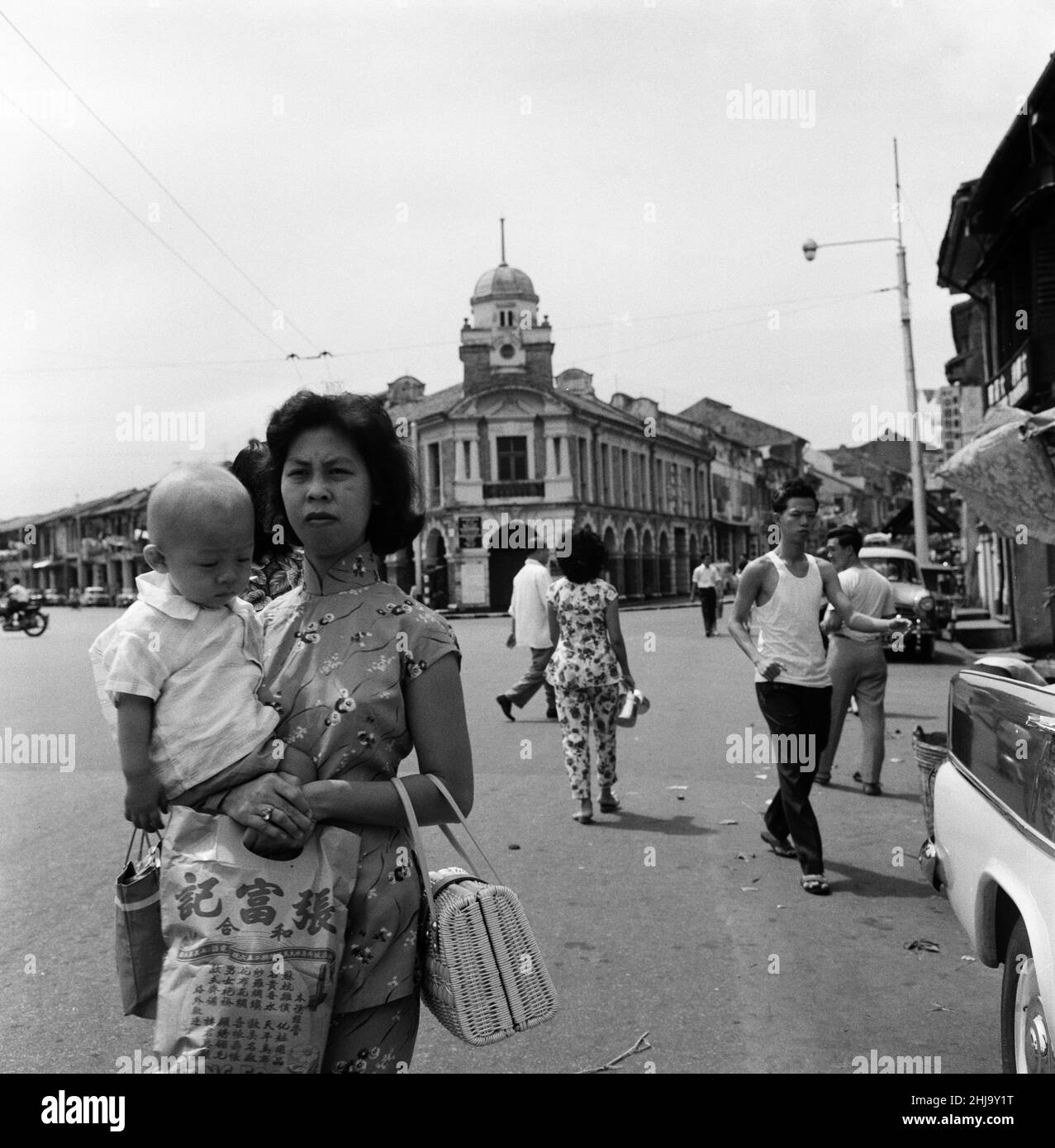 Scenes in Chinatown, Singapore. 6th February 1962. Stock Photo