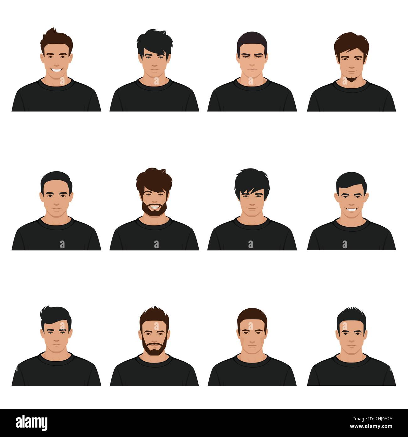 vector man head, male person face portrait, character, user, team icon ...