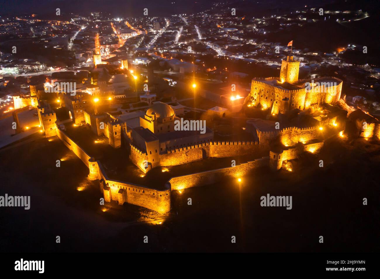 Aerial view of Rabai castle and city center in Akhaltsikhe Stock Photo ...