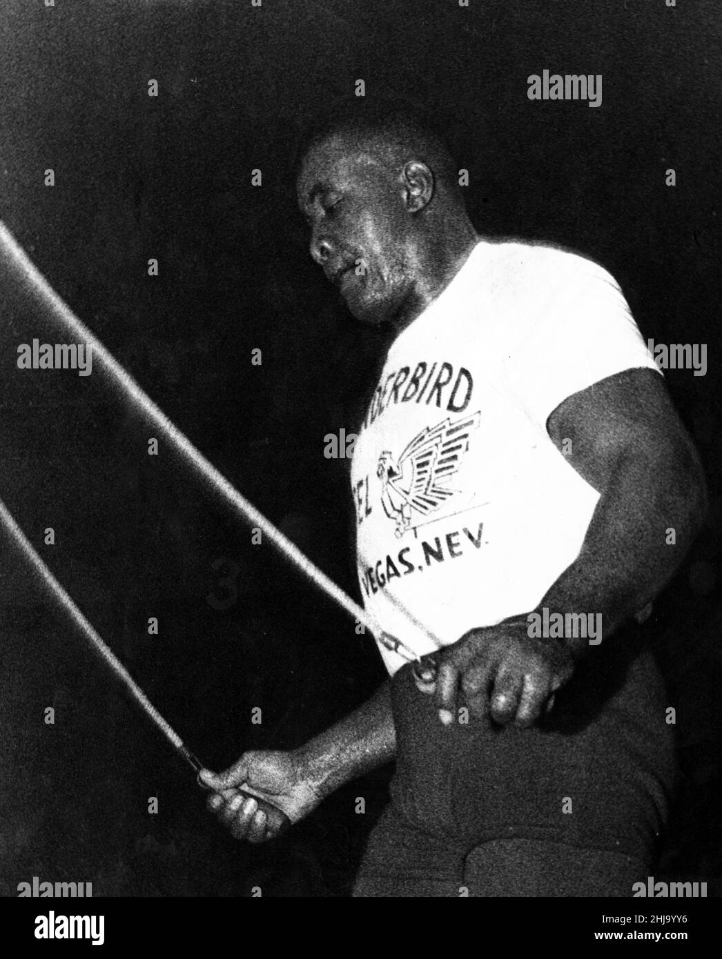 Sonny Liston at St James' Hall, Newcastle. He goes straight into nine minutes scintillating skipping routine to the tune 'Night Train'. 16th September 1963. Stock Photo