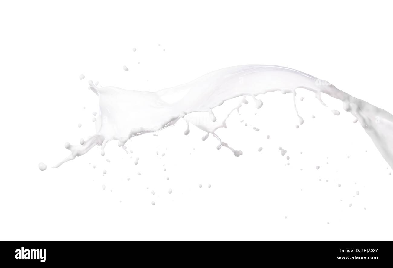 Splash of fresh milk on white background Stock Photo - Alamy