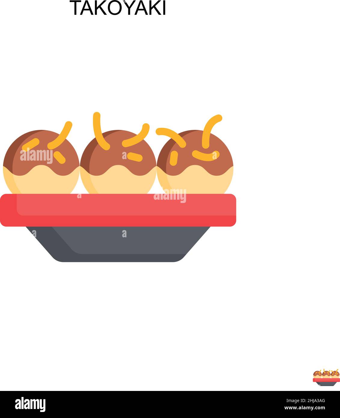 Takoyaki Simple vector icon. Illustration symbol design template for web mobile UI element. Stock Vector