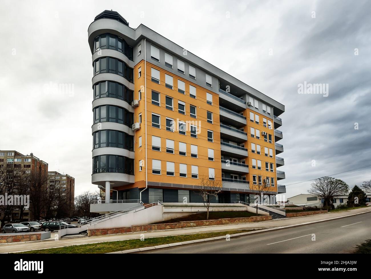 Modern architecture, residential building, view from outside Stock ...