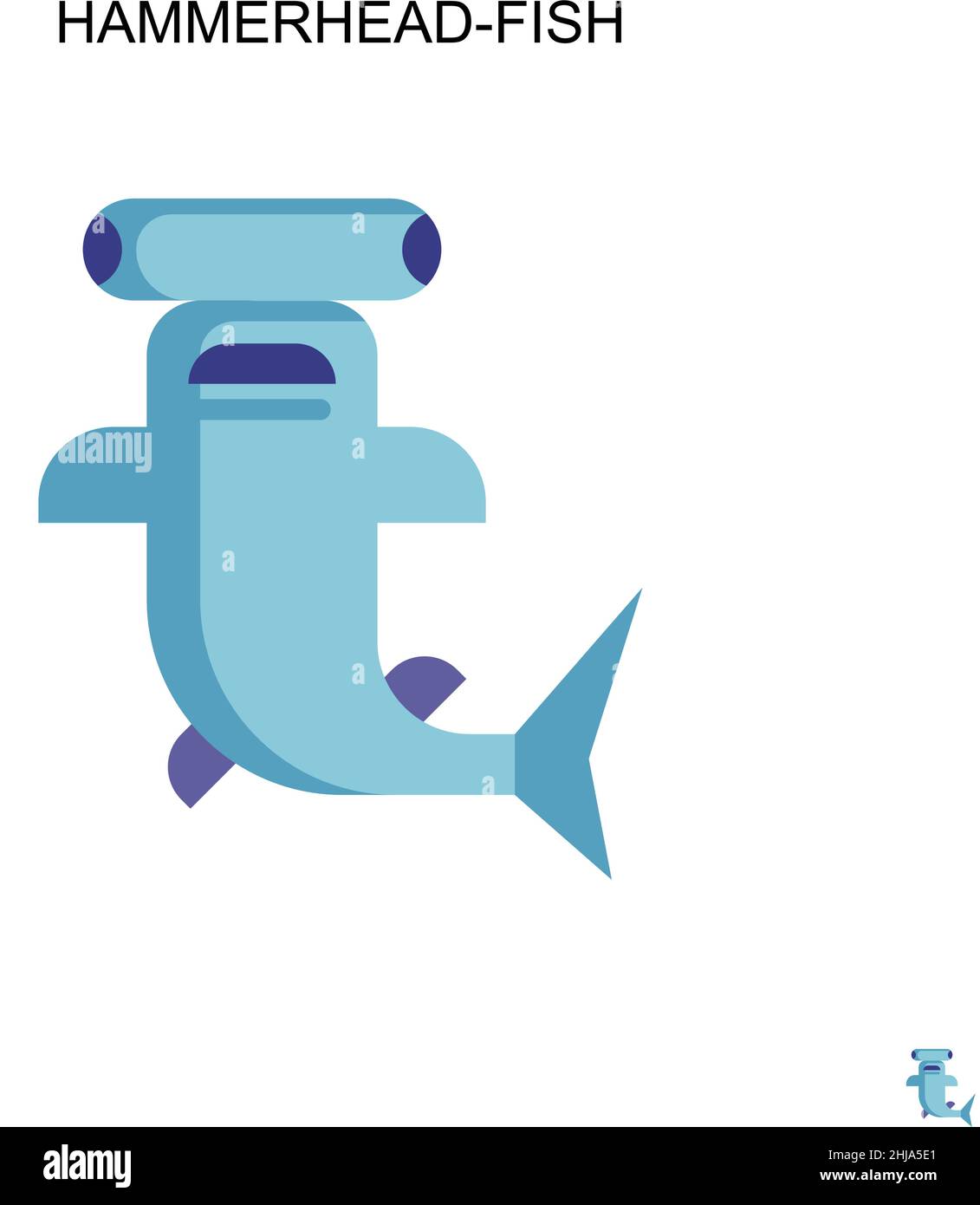 Hammerhead-fish Simple vector icon. Illustration symbol design template for web mobile UI element. Stock Vector