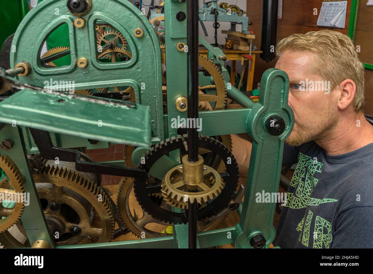 Clock Repair Shop German living in Nicaragua working on a 120 year old