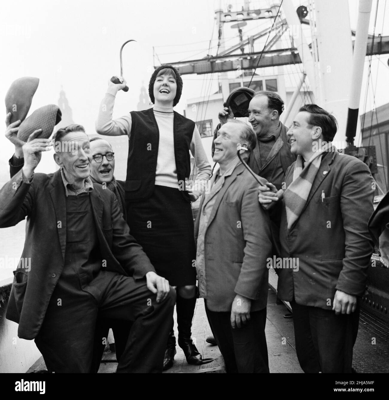 Cilla Black on a boat in Liverpool. 19th February 1964. Stock Photo