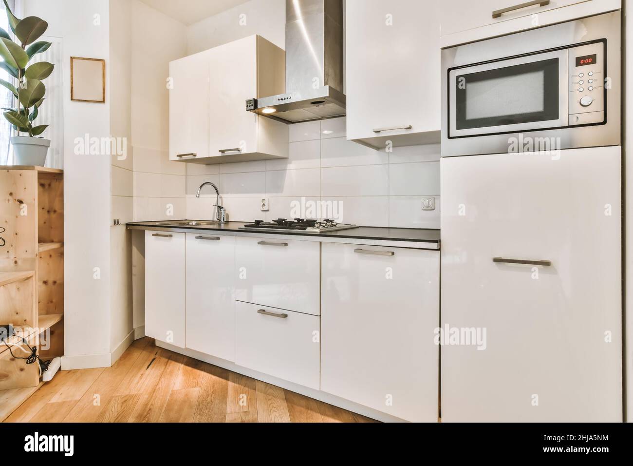 Cozy well designed modern kitchen interior with all appliances Stock ...