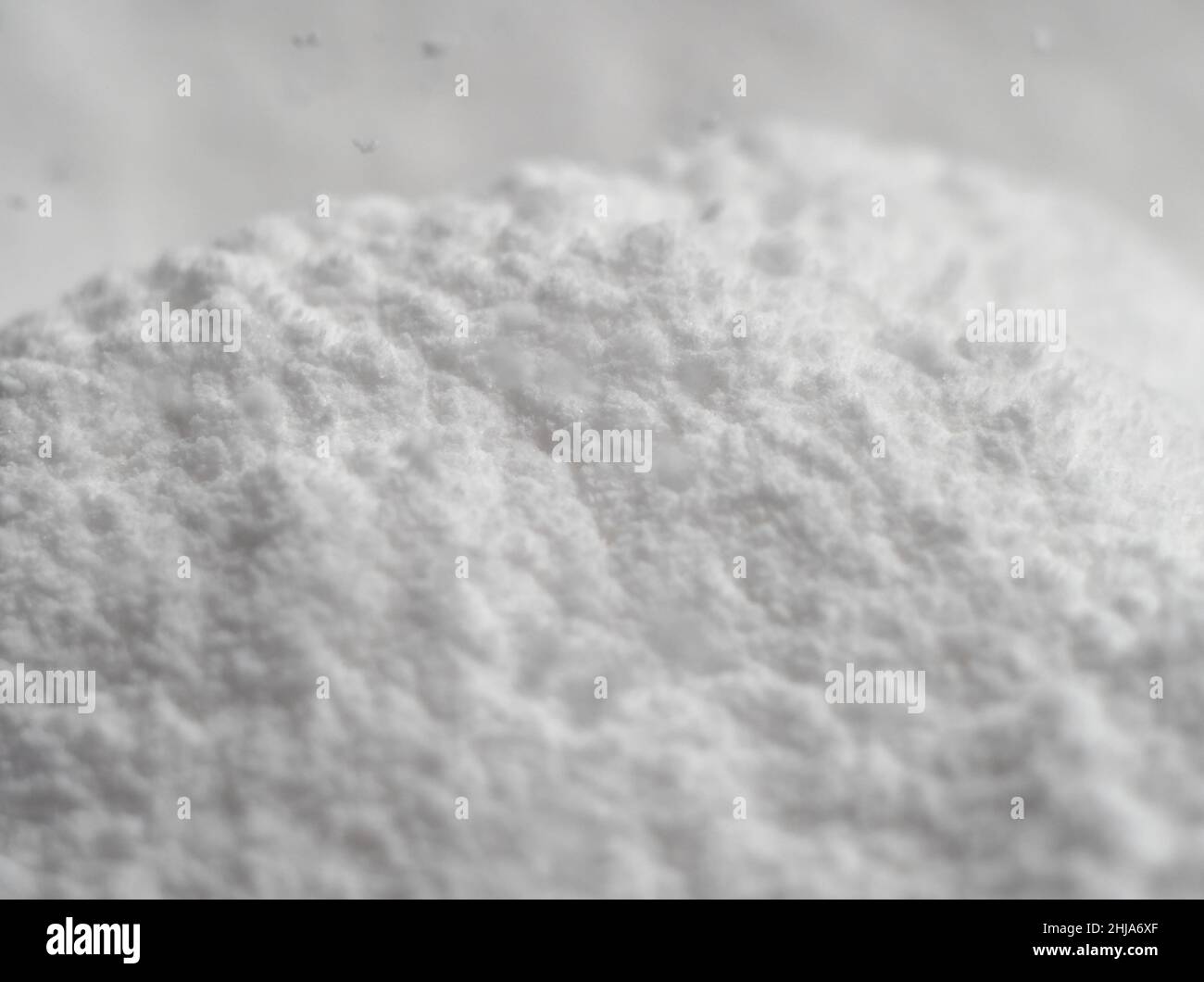 Fluffy White Powdered Sugar Pile Macro Closeup Stock Photo