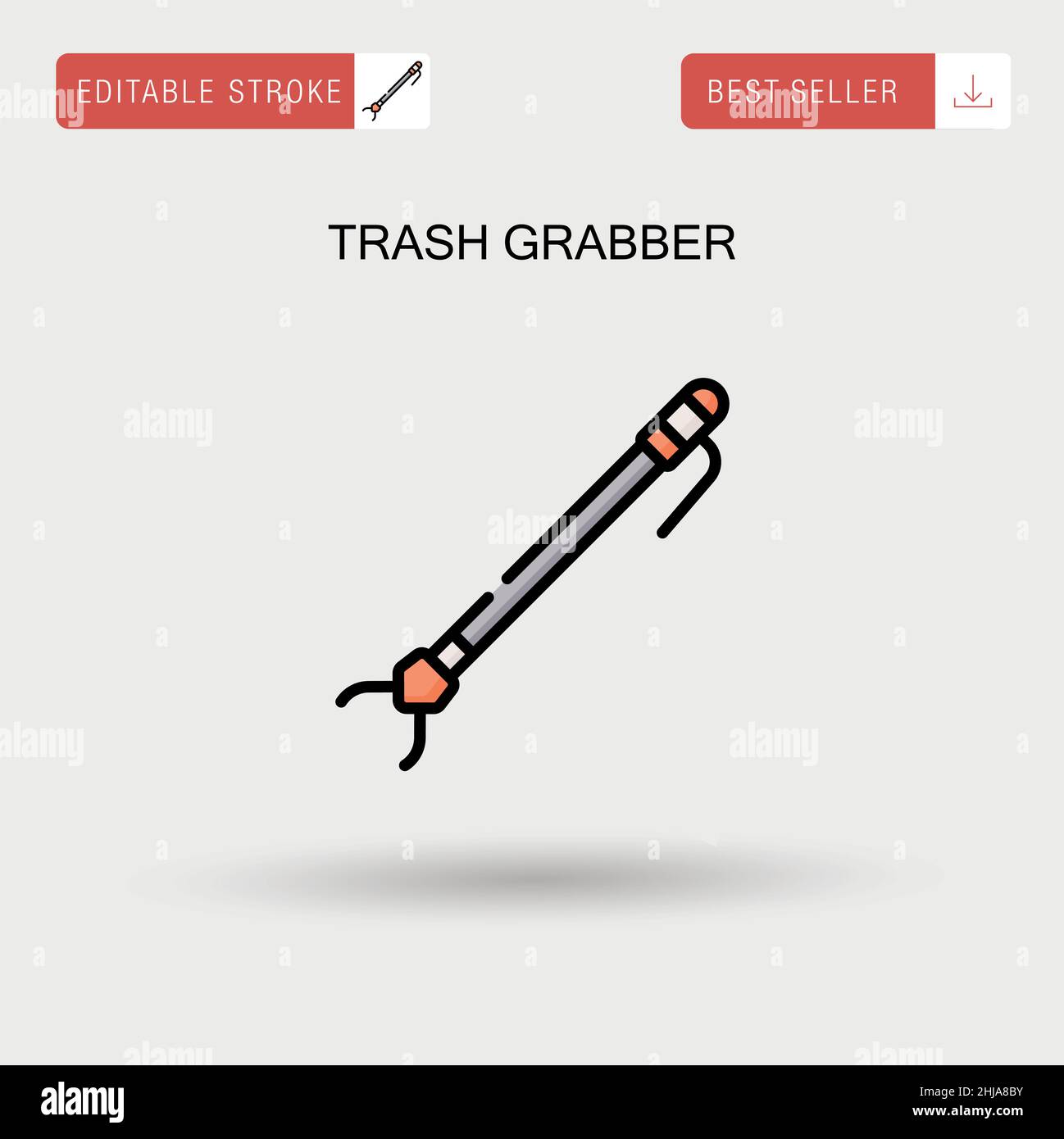 Trash grabber Simple vector icon. Stock Vector