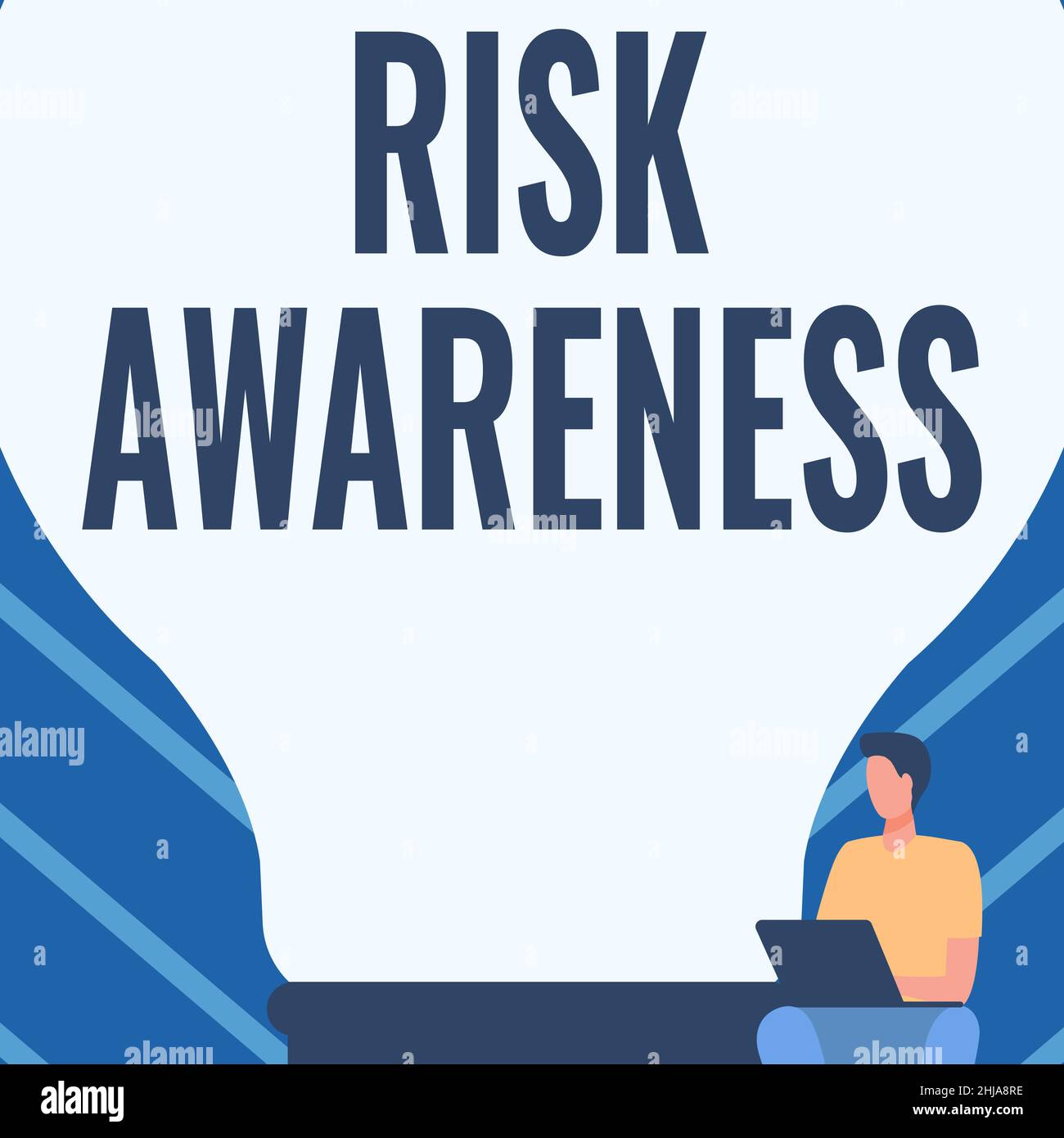 Current Risk Text Text caption presenting Risk Awareness. Business overview recognizing ...
