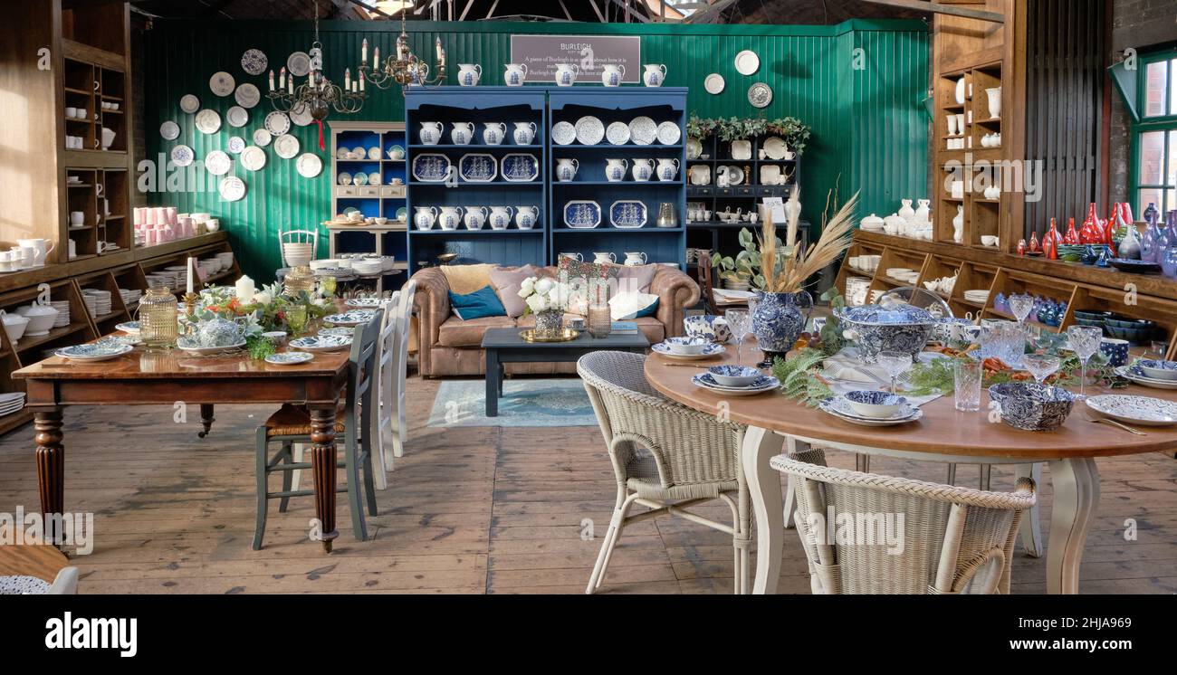 Interior view of burleigh  pottery factory shop display room Stock Photo