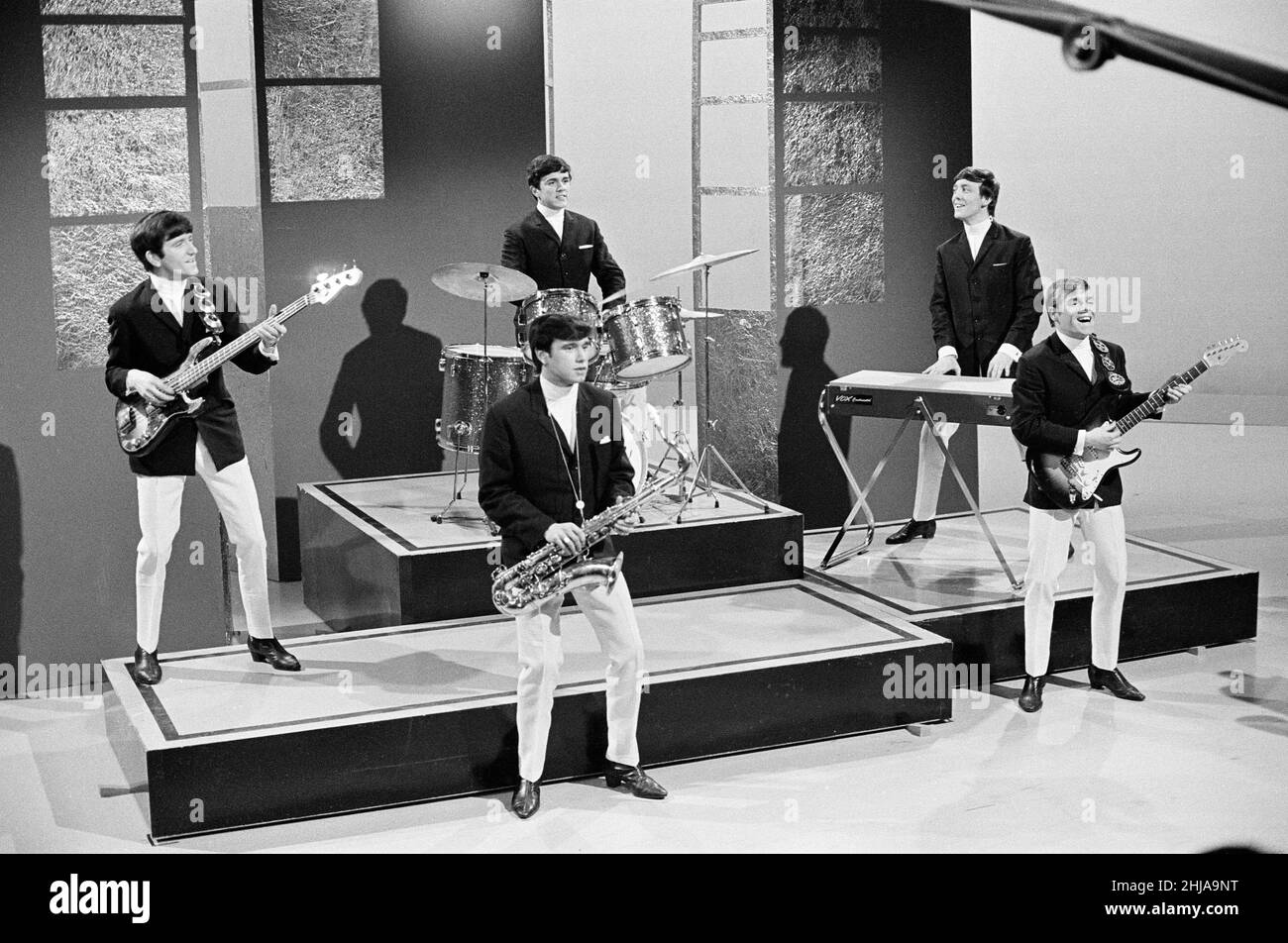 The Dave Clark Five performing in a studio. Circa 1964 Stock Photo Alamy