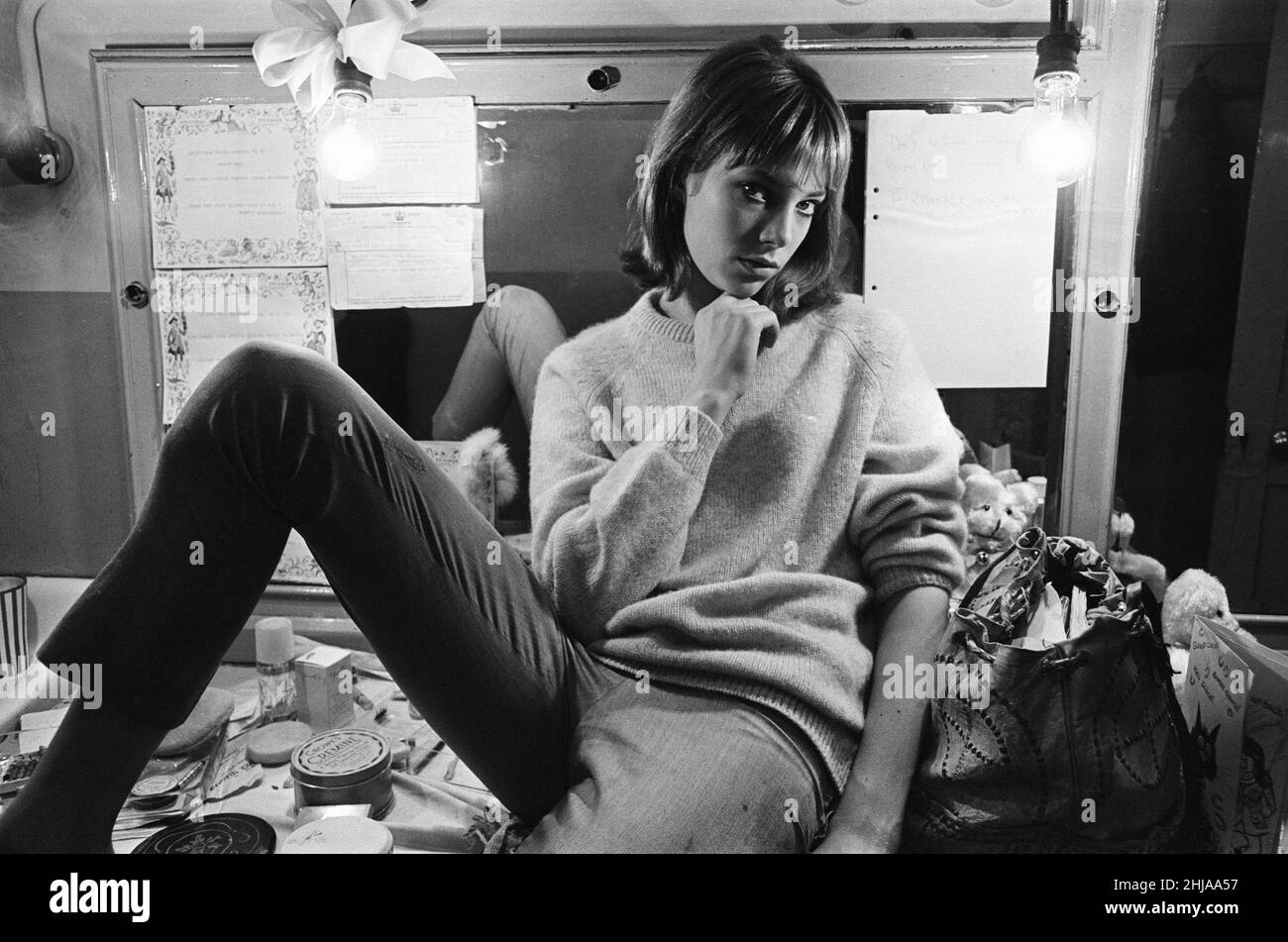 Jane Birkin, English actress currently starring in Graham Greene play,  Carving a Statue, she plays the part of a deaf mute, Pictured Friday 11th  September 1964 Stock Photo - Alamy