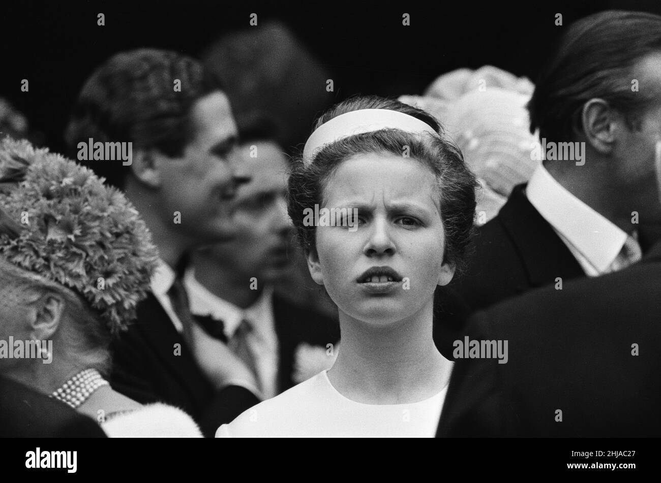 The wedding of Princess Alexandra of Kent and Angus Ogilvy at Westminster Abbey. Pictured is Bridesmaid Princess Anne, Princess Royal. 24th April 1963. Stock Photo