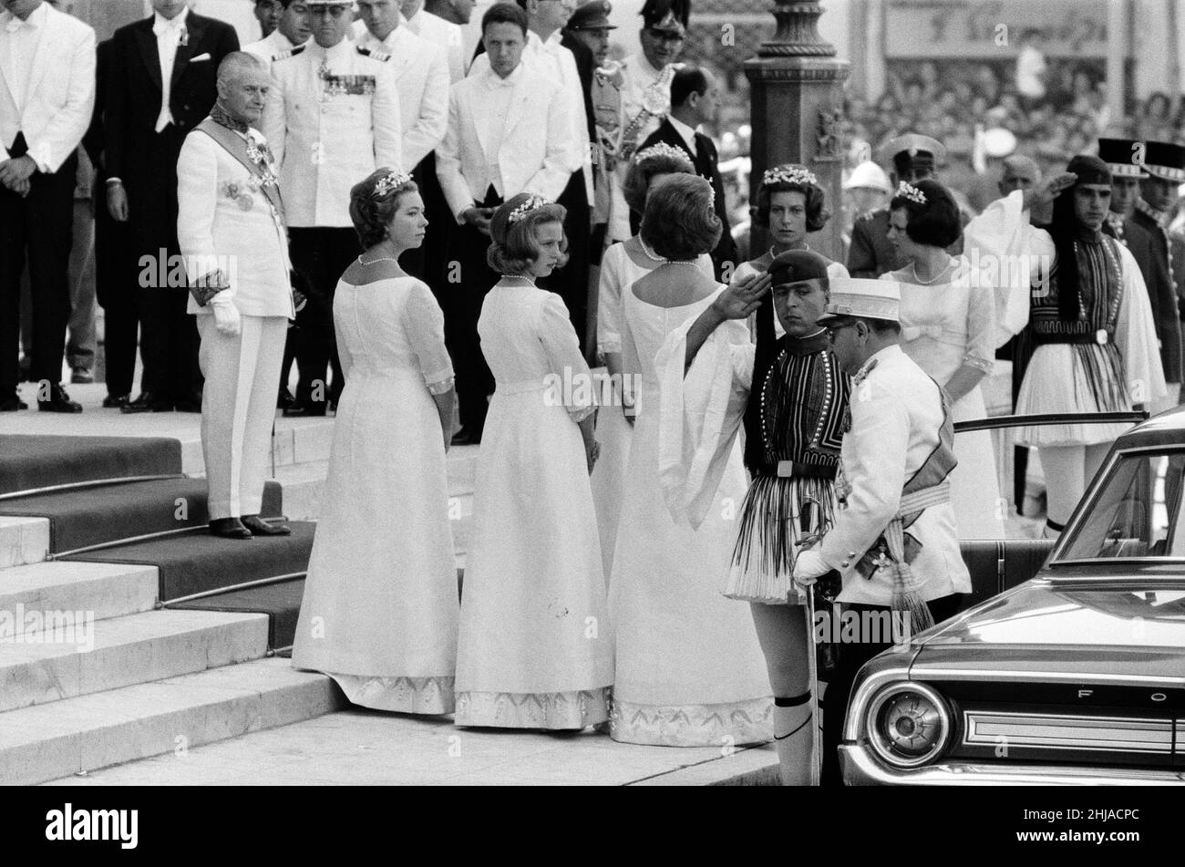 The wedding of King Constantine II of Greece to Princess Anne-Marie of Denmark. Athens, Greece. 18th September 1964. Stock Photo