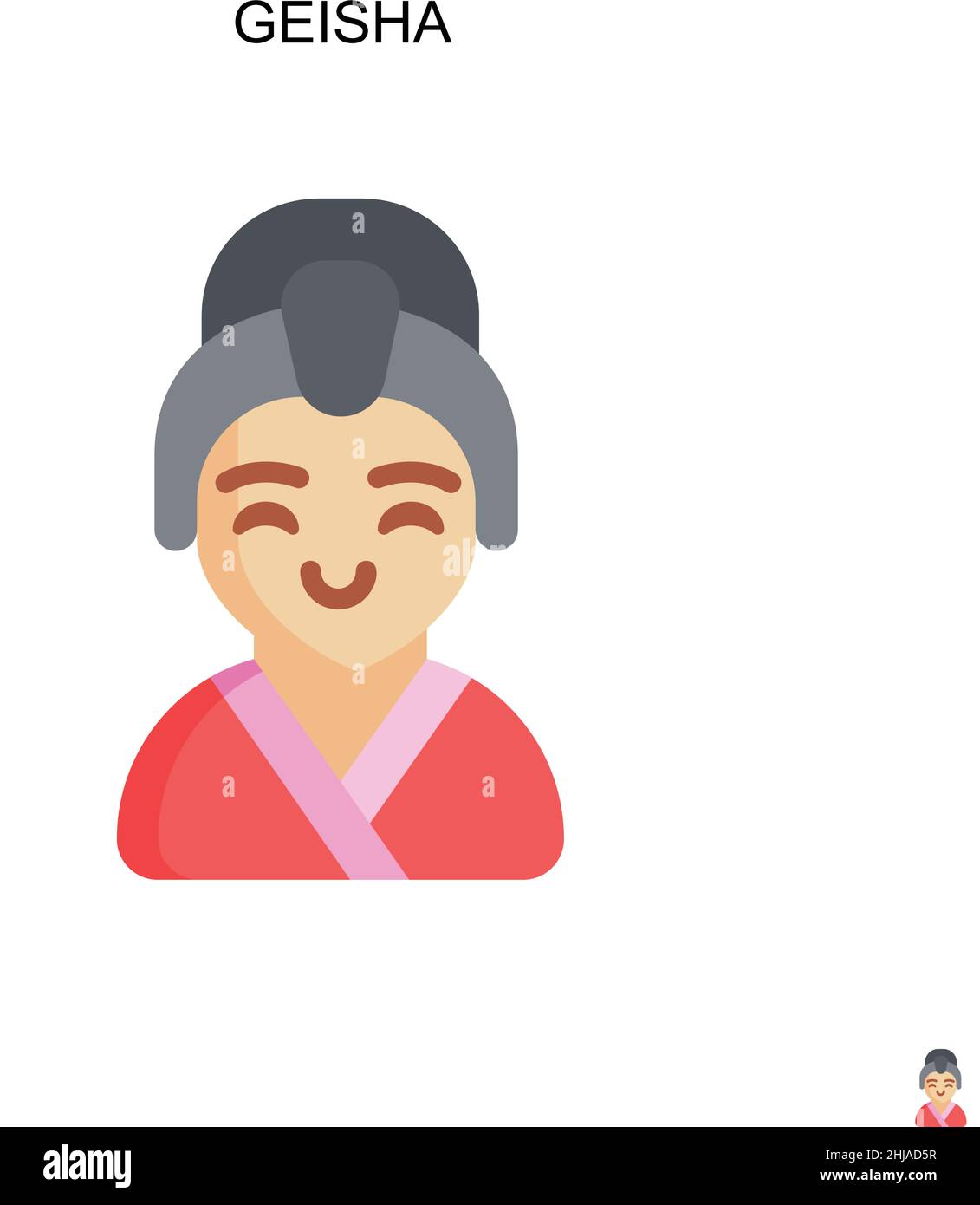 Geisha Simple vector icon. Illustration symbol design template for web mobile UI element. Stock Vector