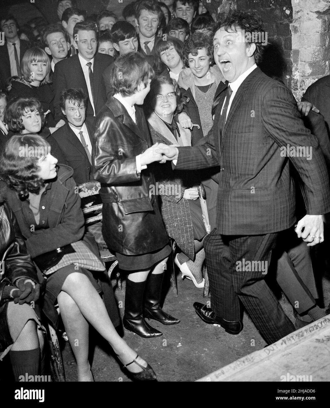 Comedian Ken Dodd was made the first honorary life member of Liverpool Cavern Club. 24th January 1964. Stock Photo