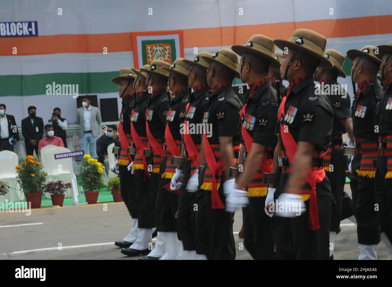 Kolkata, India. 26th Jan, 2022. Assam regiment march past on the red road during 73rd Republic Day celebration on jan 26th 2022. (Credit Image: © Sandip Saha/Pacific Press via ZUMA Press Wire) Stock Photo