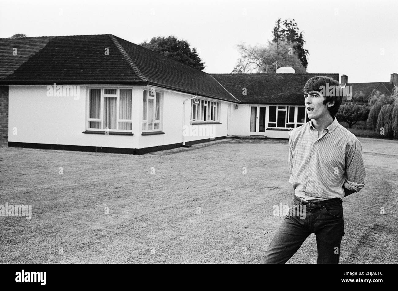 The Beatles George harrison at home in Esher 17th July 1964. *** Local Caption ***  -  - 13/05/2010 -  -  The house is called Kinfauns. George Harrison lived there until 1970, when he moved to Friar Park in Esher. Stock Photo