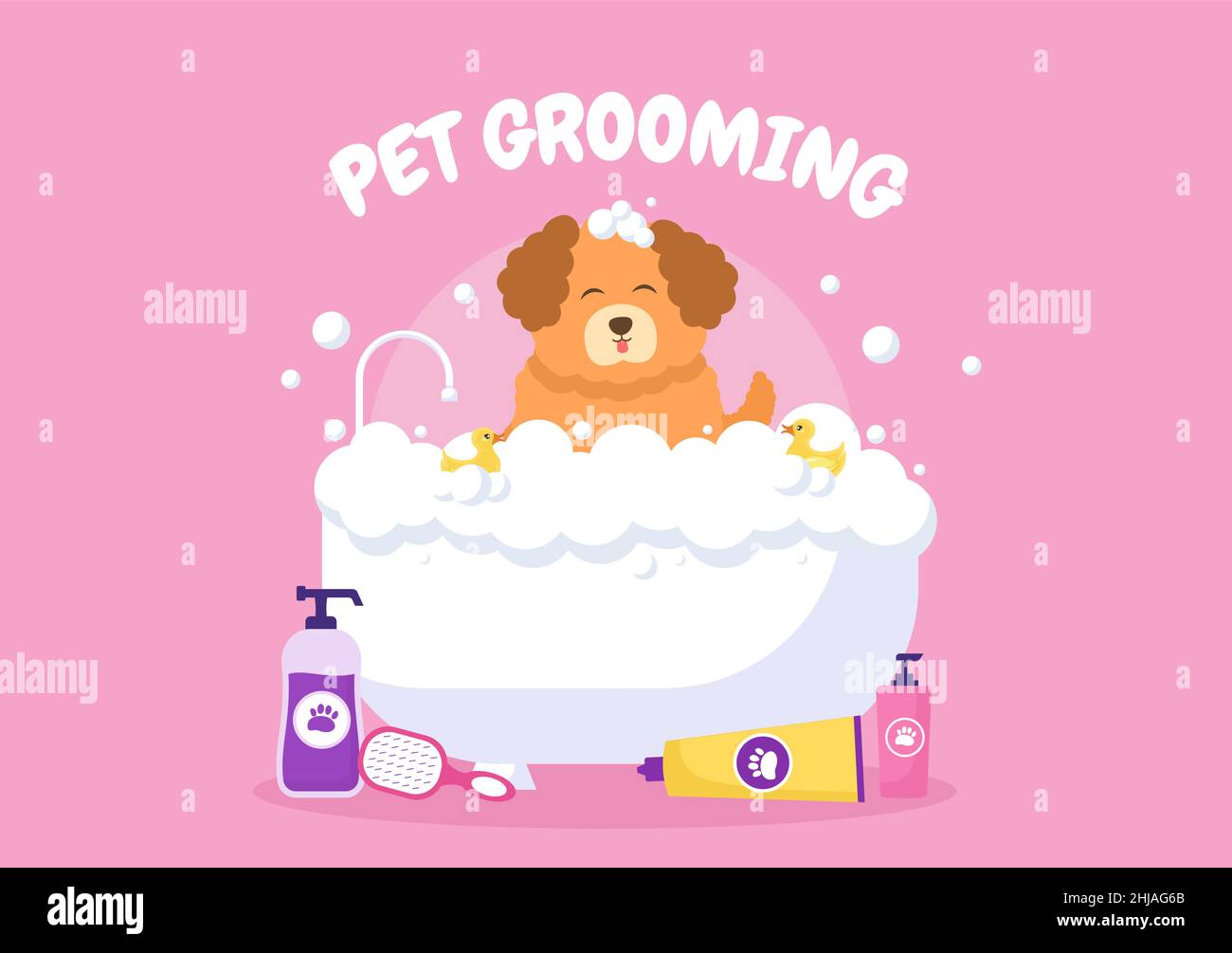 Pet Grooming For Dogs And Cats In Flat Cartoon Hand Drawn Background Illustration The Main Tools Which Are Used In Beauty Salon For Poster Or Banner Stock Vector Image Art