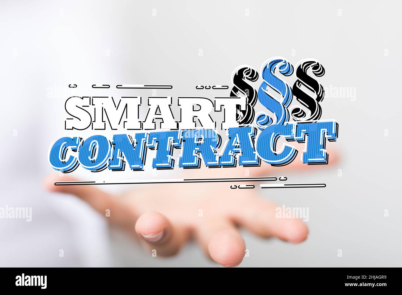 Hand Sign Digital Illustration of colorful digital sign above a hand Stock Photo - Alamy