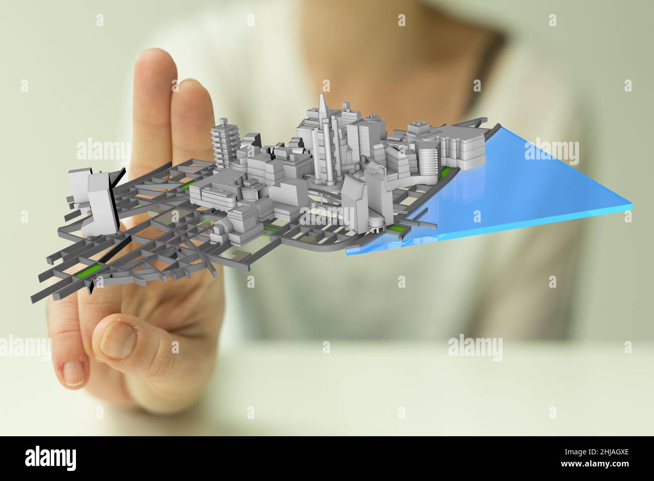 Person presenting a 3D render of global data networking Stock Photo - Alamy